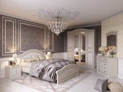 Кровать Николь, ваниль + ясень жемчужный